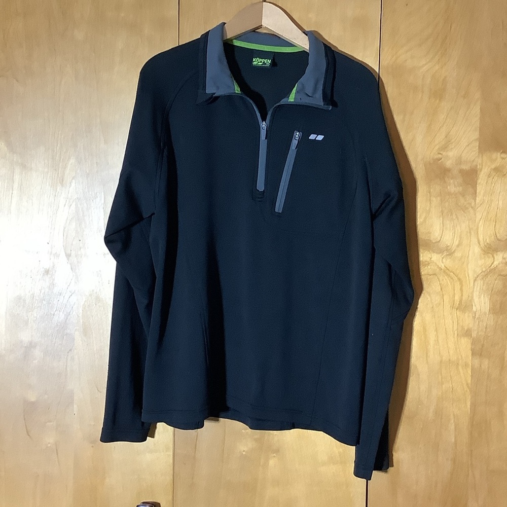 Koppen black 1/4-zip pullover, size XL